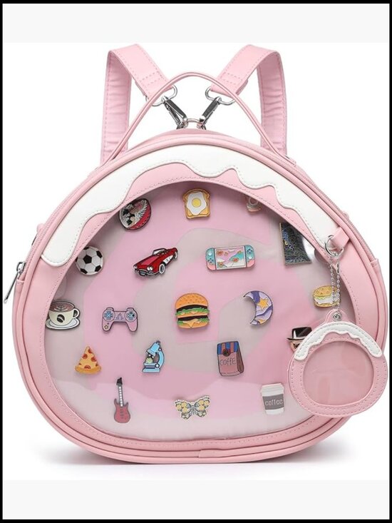 Ita Bag Multi-Purpose Backpack Crossbody Satchel Purse Kawaii Pin Display Clear